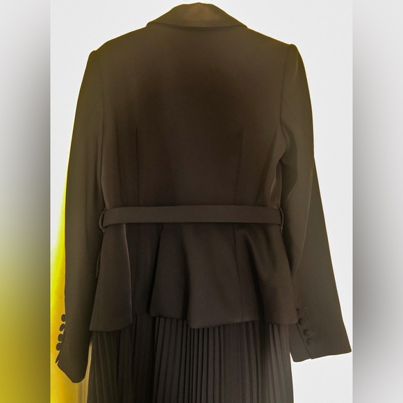 Self-Portrait Tailored Crepe and Chiffon Midi Dress in Black - Picture 14 of 16